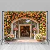 Lofaris Pulp Yellow Floral Arch Garland Door Backdrop