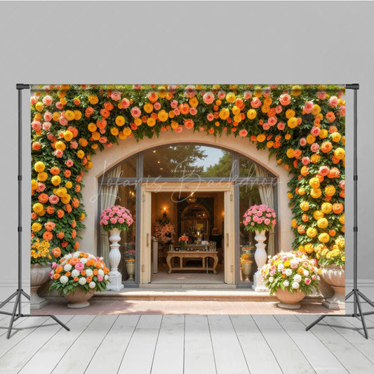 Lofaris Pulp Yellow Floral Arch Garland Door Backdrop