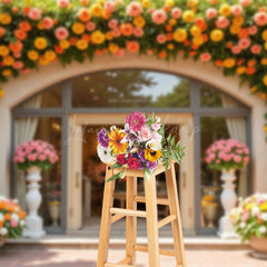 Lofaris Pulp Yellow Floral Arch Garland Door Backdrop