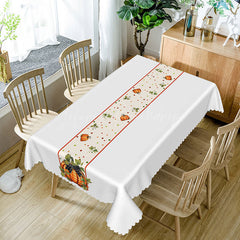 Lofaris Pumpkin Dots Autumn Vibe White Rectangle Tablecloth