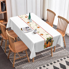 Lofaris Pumpkin Dots Autumn Vibe White Rectangle Tablecloth