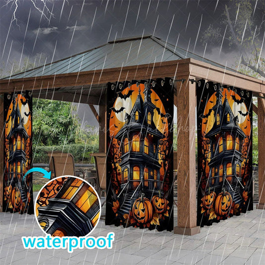 Lofaris Pumpkin Manor Waterproof Printed Outdoor Curtains