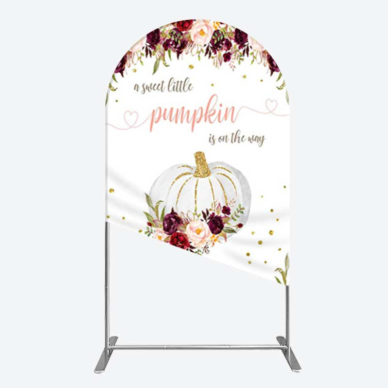 Lofaris Pumpkin On The Way Floral Baby Shower Arch Backdrop