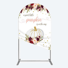 Lofaris Pumpkin On The Way Floral Baby Shower Arch Backdrop