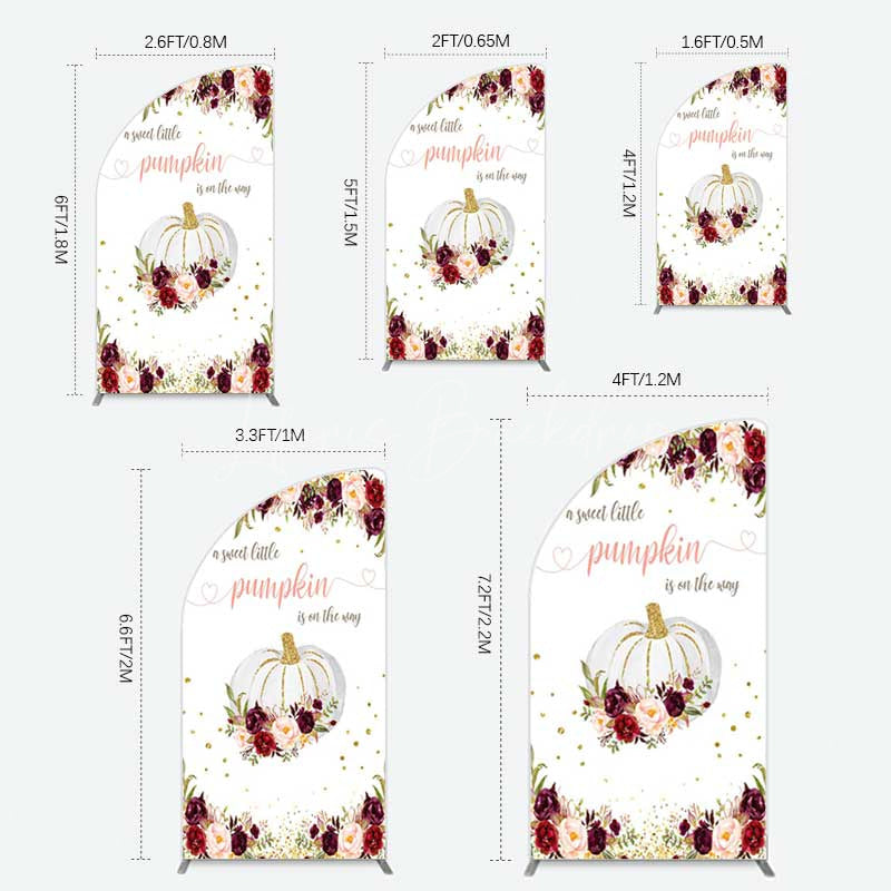 Lofaris Pumpkin On The Way Floral Baby Shower Half Moon Arch Backdrop
