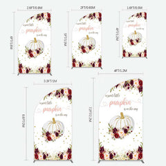 Lofaris Pumpkin On The Way Floral Baby Shower Half Moon Arch Backdrop