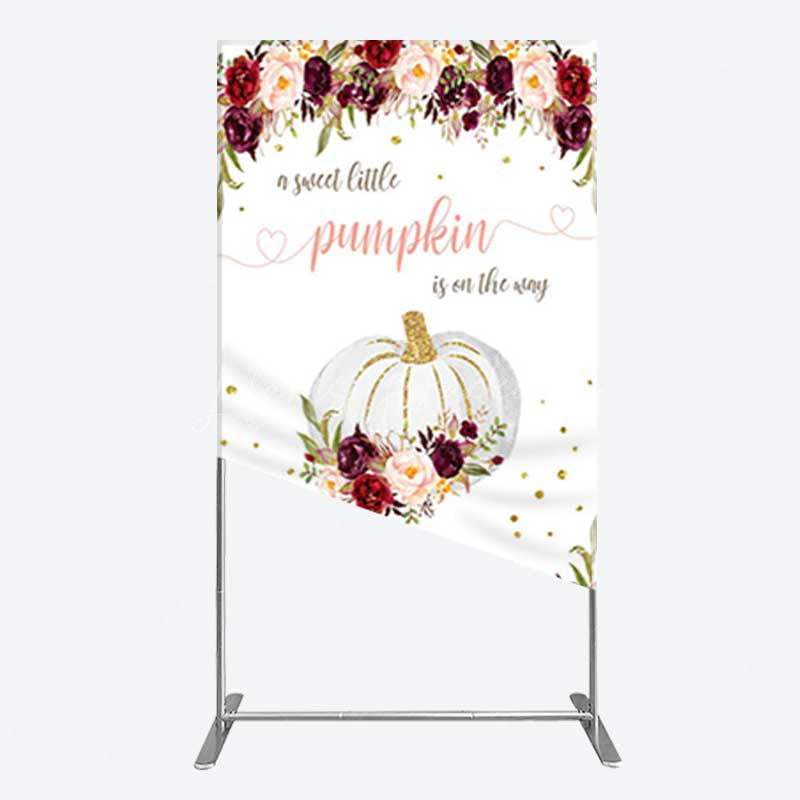 Lofaris Pumpkin On The Way Floral Baby Shower Rectangle Backdrop
