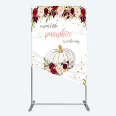 Lofaris Pumpkin On The Way Floral Baby Shower Rectangle Backdrop