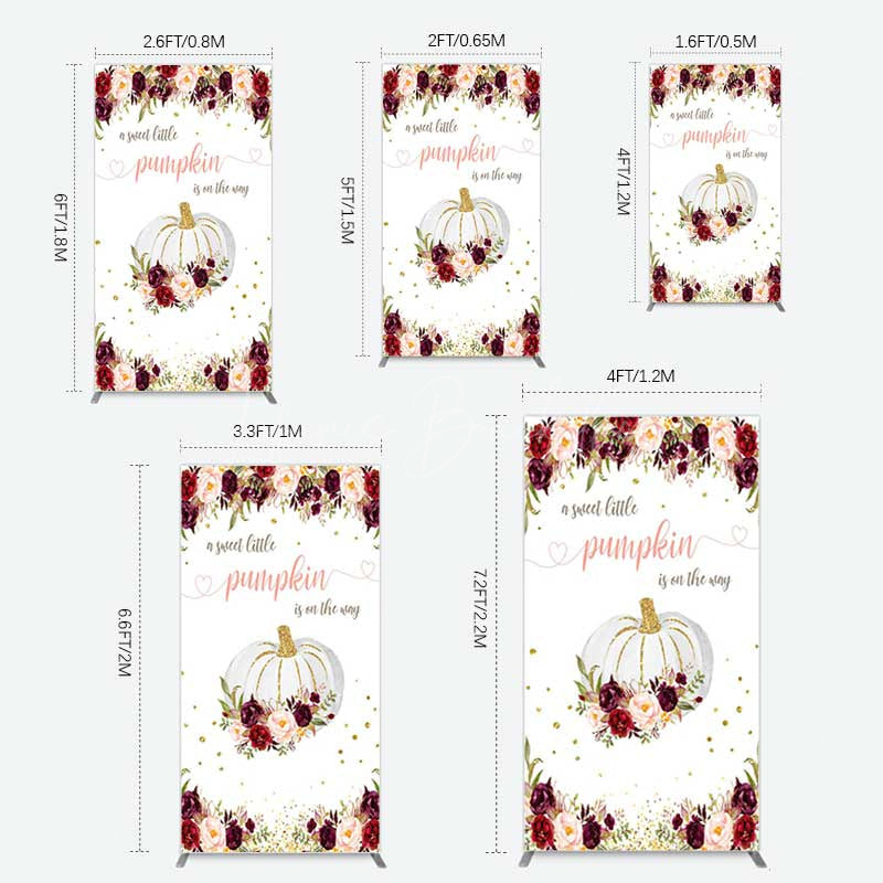 Lofaris Pumpkin On The Way Floral Baby Shower Rectangle Backdrop