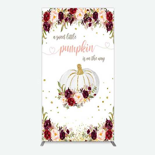 Lofaris Pumpkin On The Way Floral Baby Shower Rectangle Backdrop