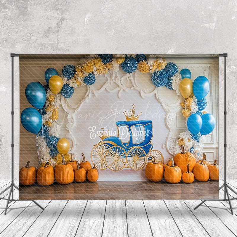 Lofaris Pumpkins Balloons Carriage Cake Smash Photo Backdrop