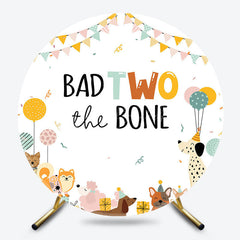 Lofaris Puppy Park Bad Two The Bone Round Birthday Backdrop