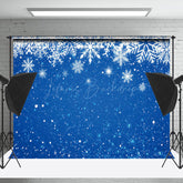 Lofaris Pure White Snowflakes Blue Winter Photo Backdrop