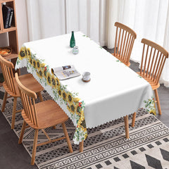 Lofaris Pure White Sunflower Rectangle Tablecloth For Home