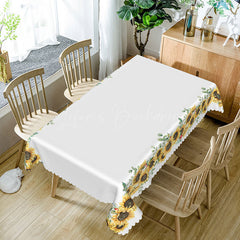 Lofaris Pure White Sunflower Rectangle Tablecloth For Home