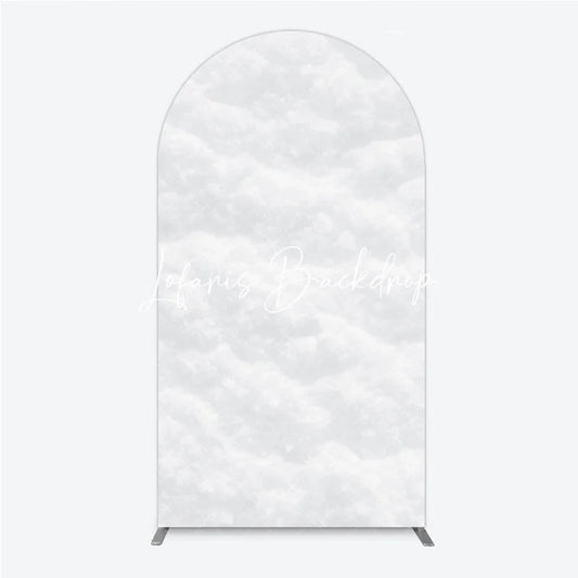 Lofaris Pure White Textured Snowy Cloud Round Top Arch Backdrop Ethereal Winter Wonderland Party Decor.