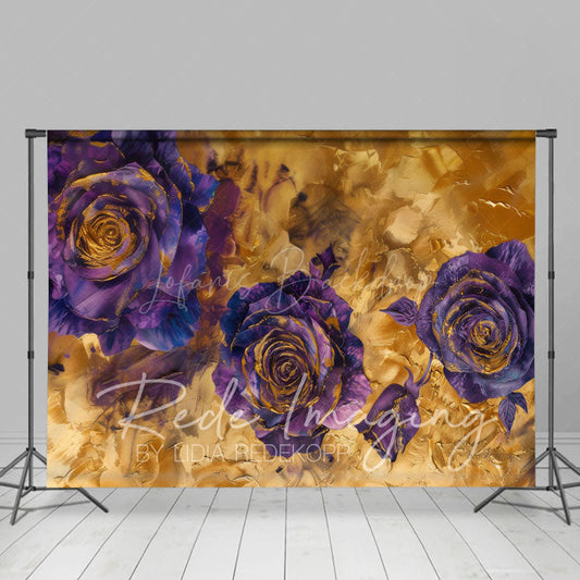 Lofaris Purple Abstract Rose Gold Textured Photo Backdrop