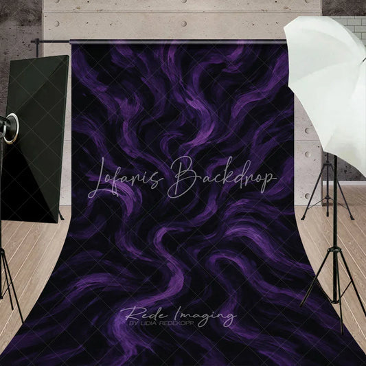 Lofaris Purple and Black Abstract Swirling Brushstroke Sweep Backdrop Artistic Textured Design for Photography
