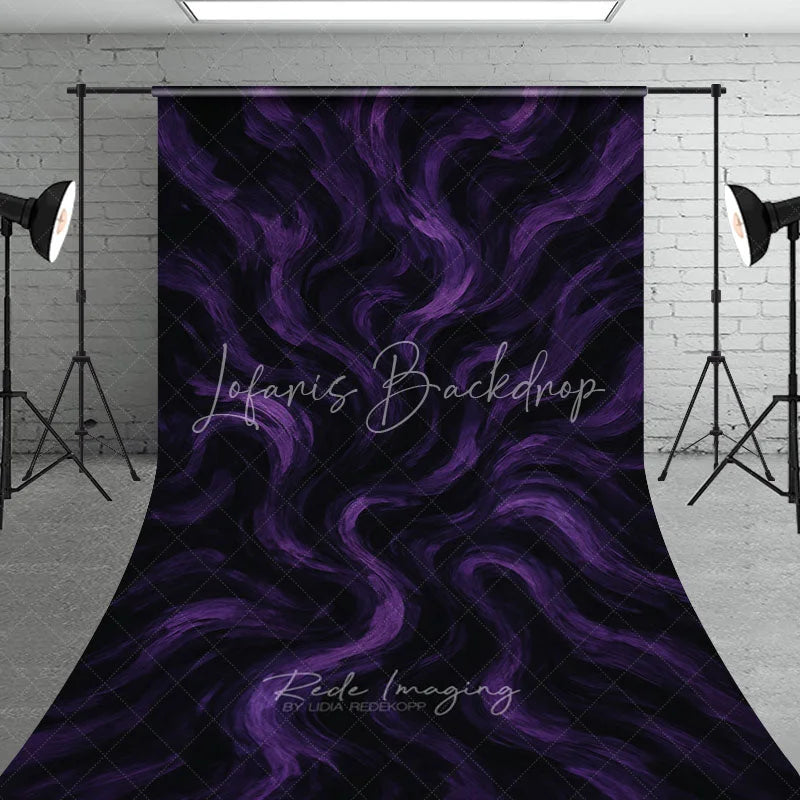 Lofaris Purple and Black Abstract Swirling Brushstroke Sweep Backdrop Artistic Textured Design for Photography