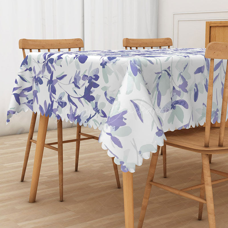Lofaris Purple and White Floral Tablecloth for Spring Garden Party Wedding or Elegant Lavender Themed Decor