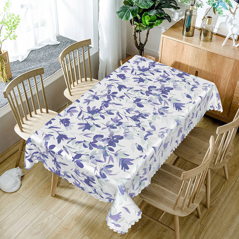 Lofaris Purple and White Floral Tablecloth for Spring Garden Party Wedding or Elegant Lavender Themed Decor