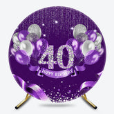 Lofaris Purple Balloons Glitter 40th Birthday Round Backdrop