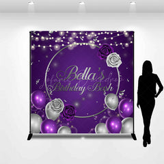 Lofaris Purple Balloons Rose Custom Name Birthday Backdrop