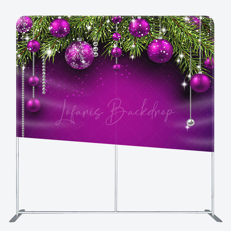 Lofaris Purple Bell Pine Leaf Christmas Pillow Case Backdrop