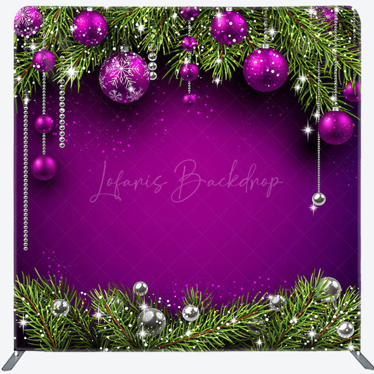 Lofaris Purple Bell Pine Leaf Christmas Pillow Case Backdrop