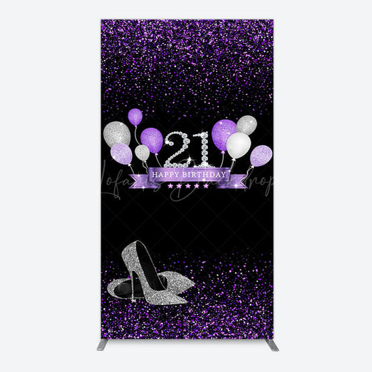 Lofaris Purple Black Heel Balloons Birthday Rectangle Backdrop