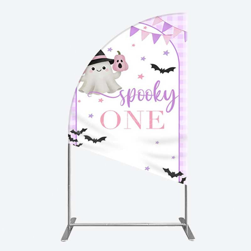 Lofaris Purple Boo Spooky One Halloween Birthday Half Moon Arch Backdrop