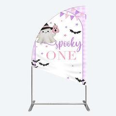 Lofaris Purple Boo Spooky One Halloween Birthday Half Moon Arch Backdrop