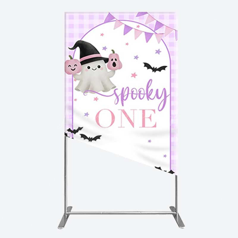 Lofaris Purple Boo Spooky One Halloween Birthday Rectangle Backdrop