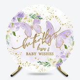 Lofaris Purple Butterfly Glitter Baby Wishes Round Backdrop