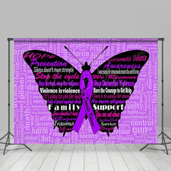 Lofaris Purple Butterfly Stop Domestic Violence Backdrop