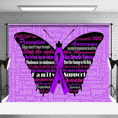 Lofaris Purple Butterfly Stop Domestic Violence Backdrop