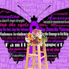 Lofaris Purple Butterfly Stop Domestic Violence Backdrop