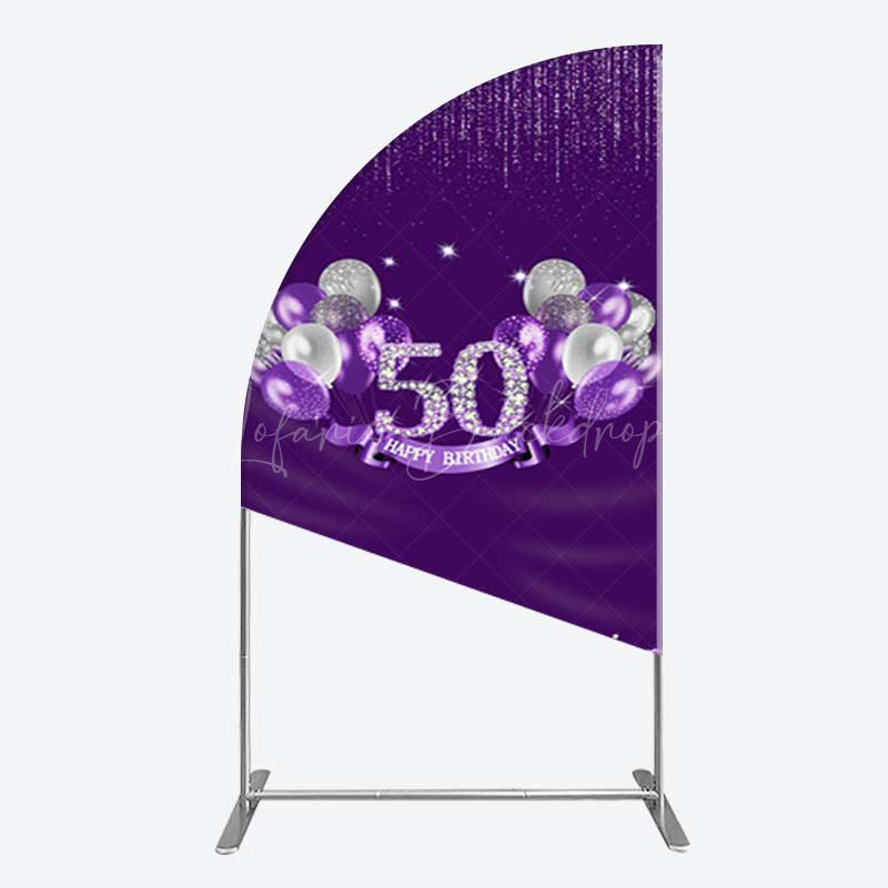 Lofaris Purple Diamonds Women Birthday Half Moon Arch Backdrop