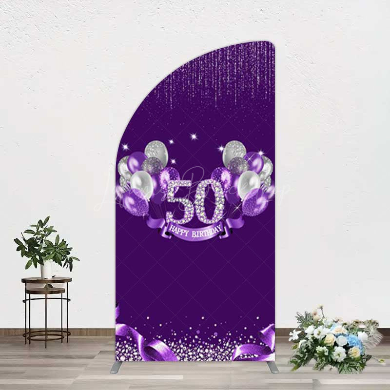 Lofaris Purple Diamonds Women Birthday Half Moon Arch Backdrop