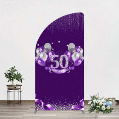 Lofaris Purple Diamonds Women Birthday Half Moon Arch Backdrop