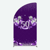 Lofaris Purple Diamonds Women Birthday Half Moon Arch Backdrop