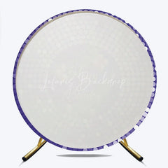 Lofaris Purple Disco Round Backdrop Glittery Sequin Spots Gold Balloons Background Circle Cover for Birthday Party Decoration