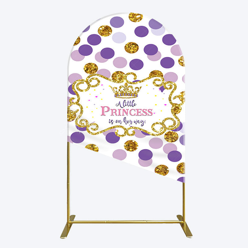 Lofaris Purple Dots Glitter Princess Baby Shower Arch Backdrop