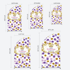 Lofaris Purple Dots Glitter Princess Baby Shower Half Moon Arch Backdrop