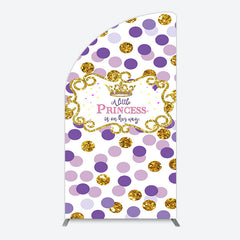 Lofaris Purple Dots Glitter Princess Baby Shower Half Moon Arch Backdrop