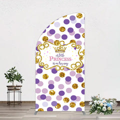 Lofaris Purple Dots Glitter Princess Baby Shower Half Moon Arch Backdrop