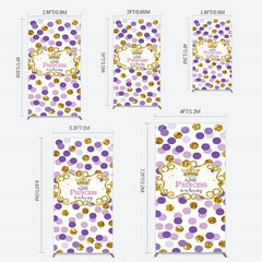 Lofaris Purple Dots Glitter Princess Baby Shower Rectangle Backdrop