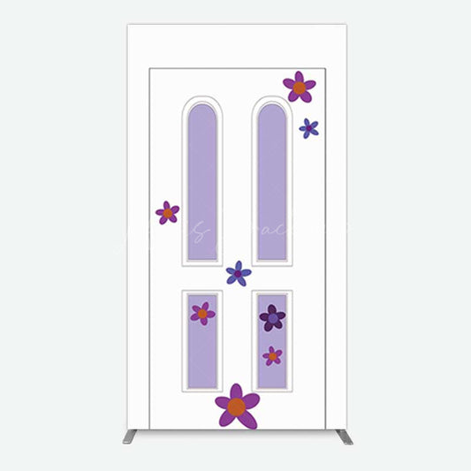 Lofaris Purple Floral Decor Door Birthday Rectangle Backdrop