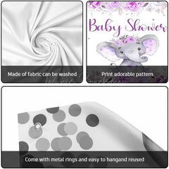 Lofaris Purple Floral Elephant Baby Shower Garage Door Banner
