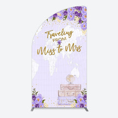 Lofaris Purple Floral Luggage Map Wedding Arch Backdrop